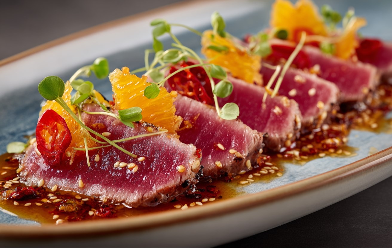 Wołowe tataki z chili i pomarańczą